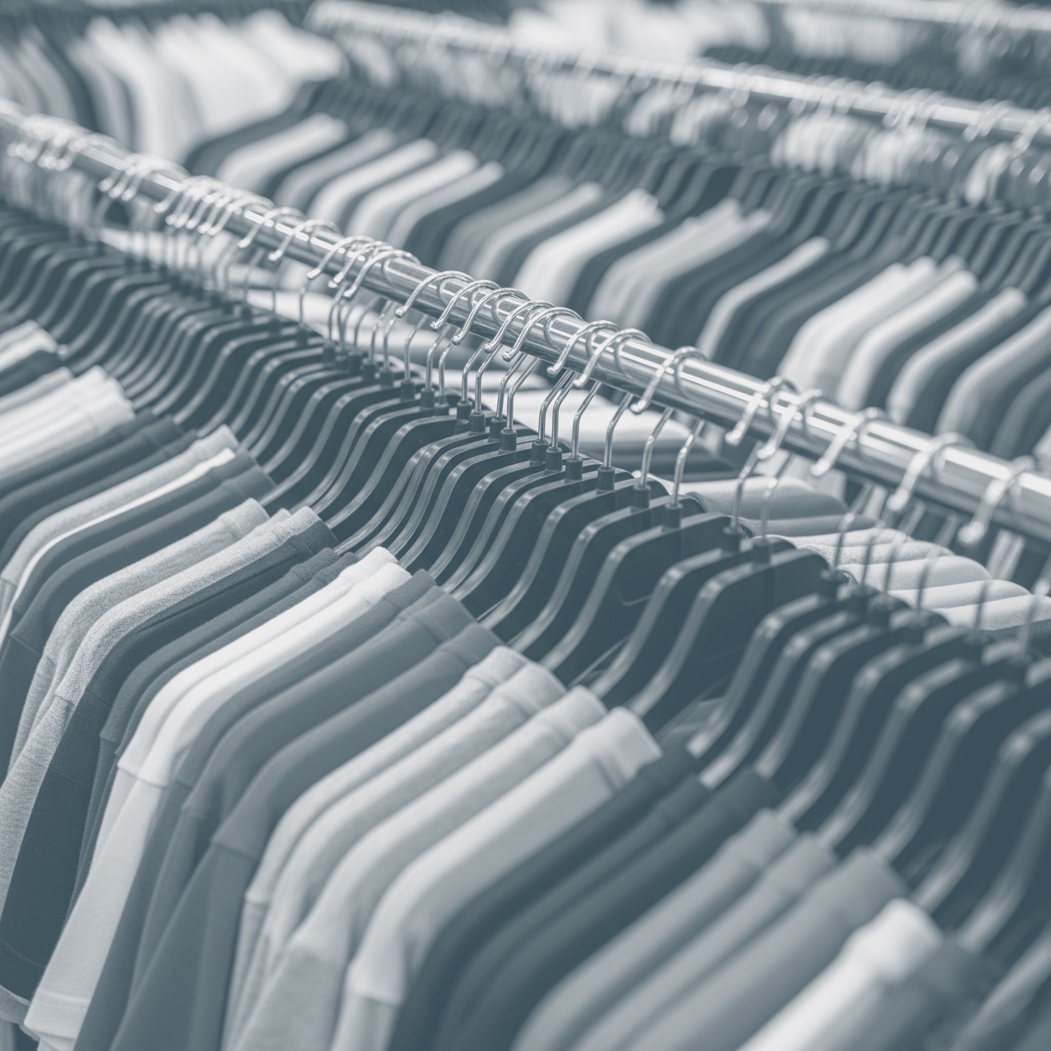 Luxury designer merchandise on hangers